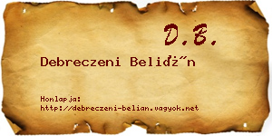 Debreczeni Belián névjegykártya